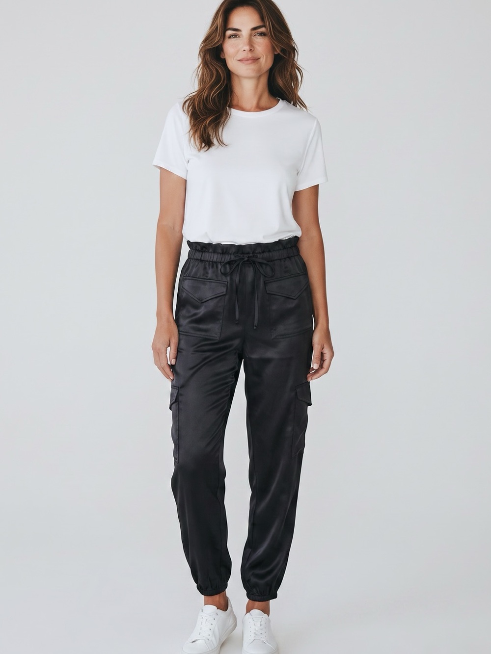 Banana Republic Dark Blue Satin Cargo Joggers